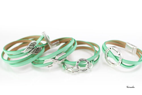 Alternative view of Vernada Design -nahkakäsikoru ELÄ. NAURA. RAKASTA., kapea, MINTTU, sileä