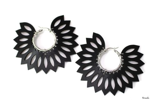 Vernada® Design -korvakorut, musta laserleikattu nahka, KEHÄ, jätti