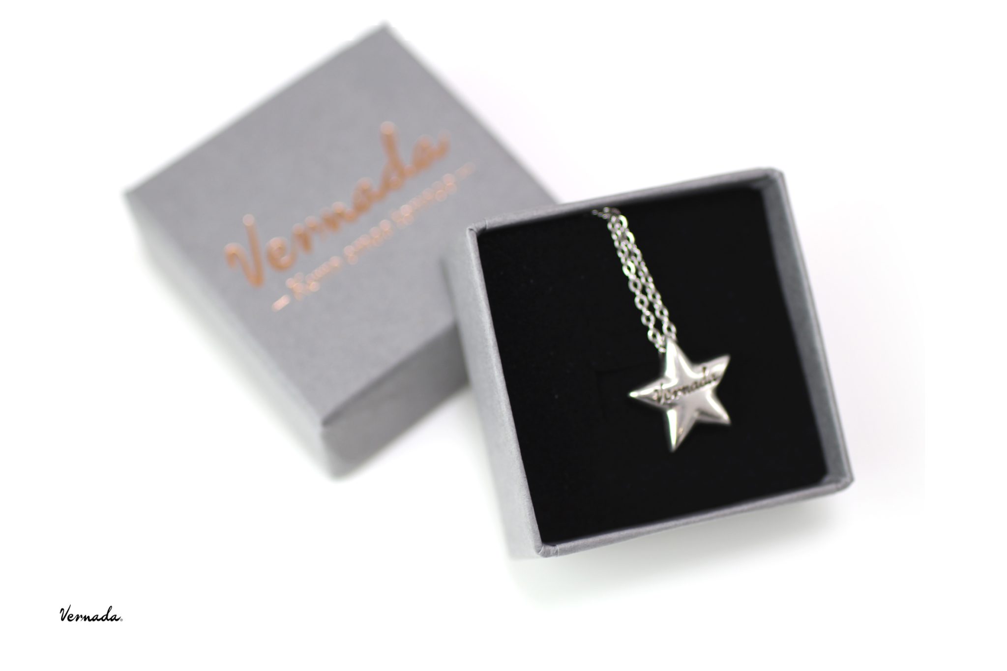 Vernada® Design -kaulaketju, TÄHTI, teräsketju, siro, 44cm